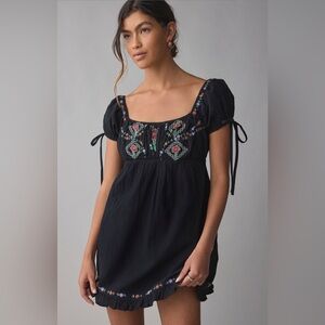 Kimchi Blue Marcella embroidered tie-back babydoll mini dress